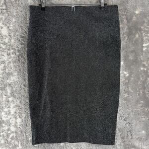 Simply Styled Size L Stretch Zigzag Career Midi Pencil Skirt Black Lined Casual